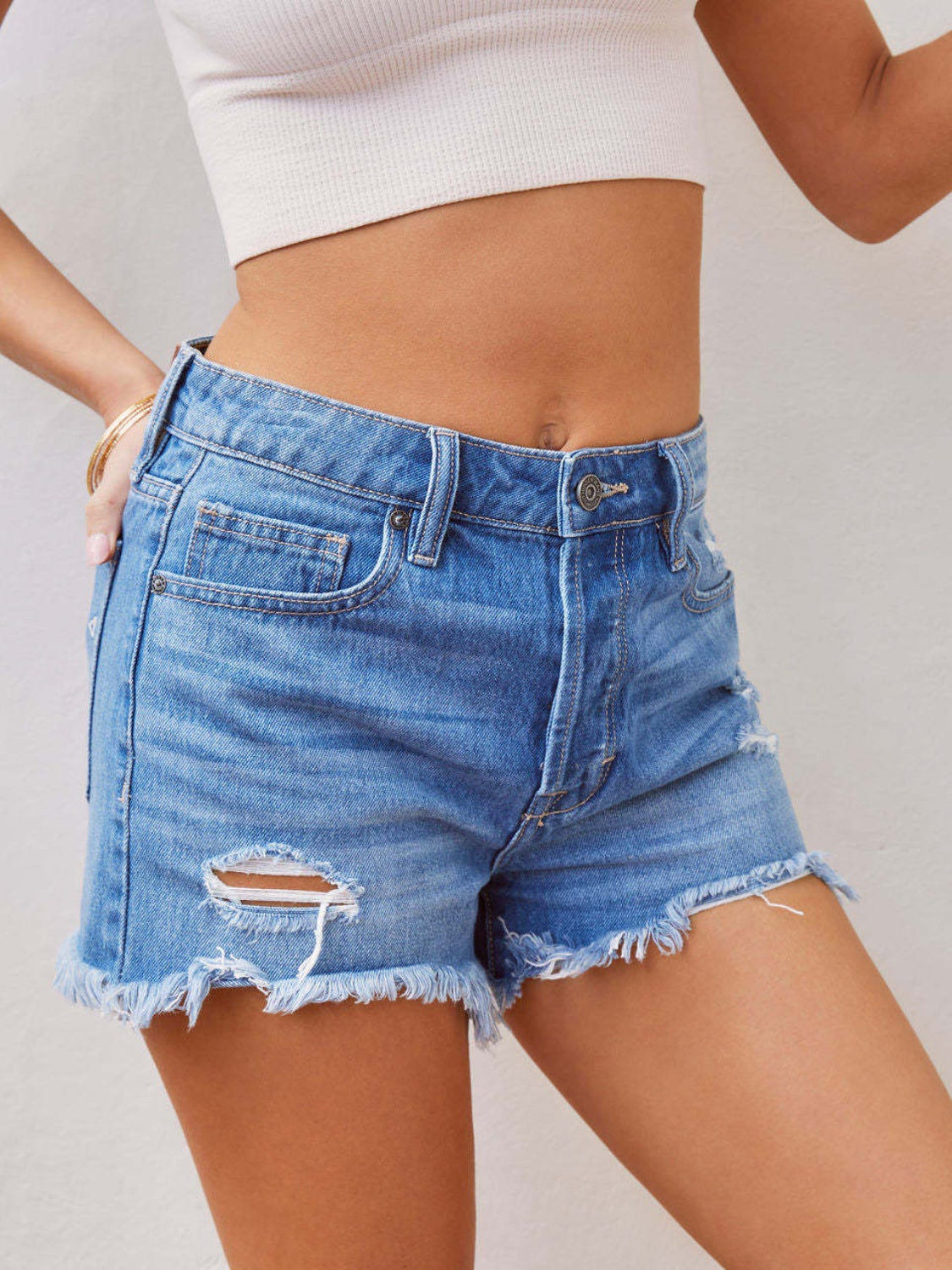 Distressed Denim Shorts