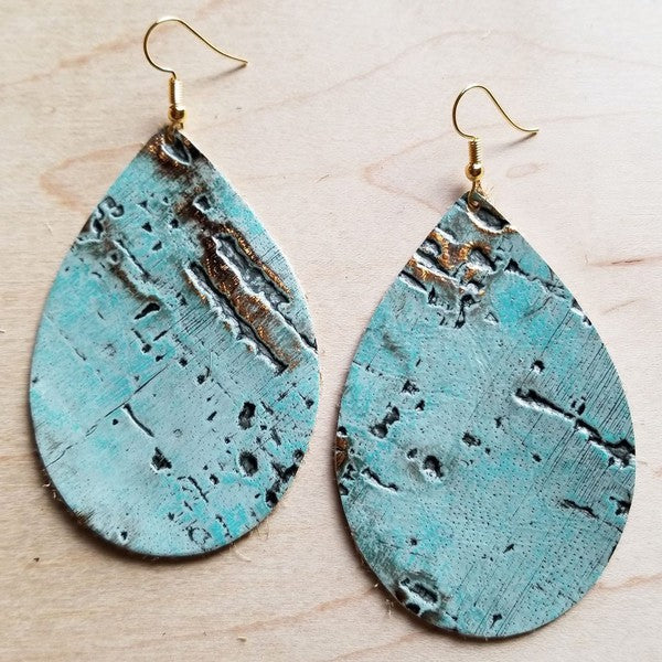 Turquoise Metallic Teardrop Earrings