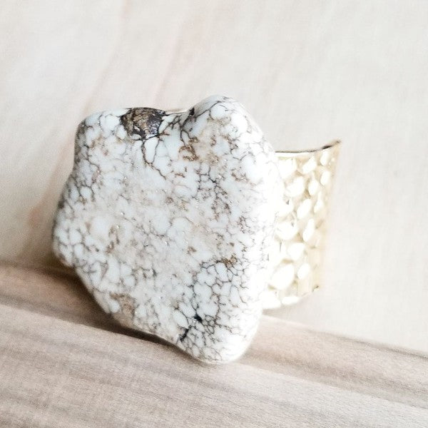 White Turquoise Slab Ring