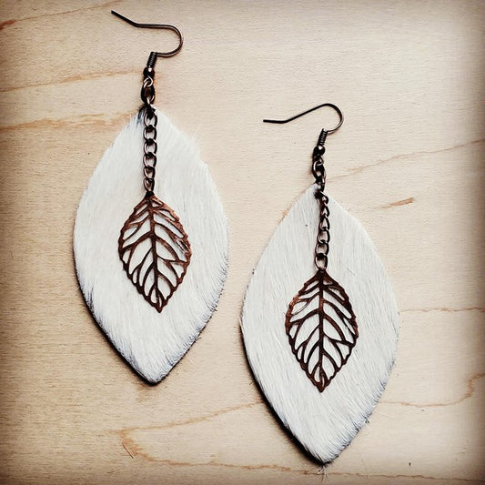 Copper Leaf Oval Earrings