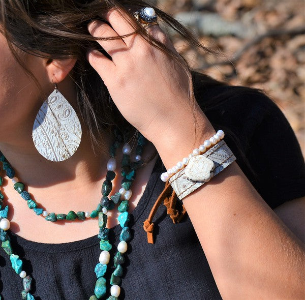 Oyster Paisley Teardrop Earrings