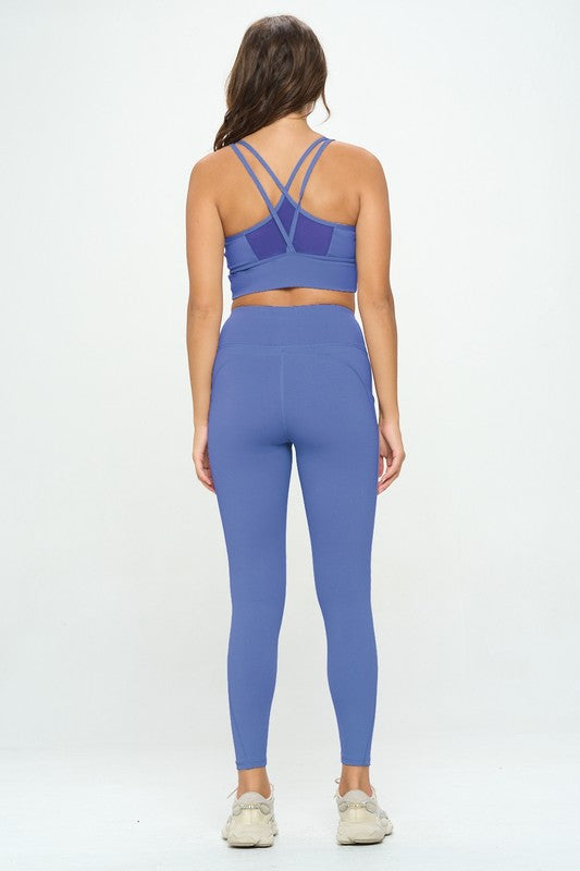 Mesh Bra Top and Leggings Activewear Set