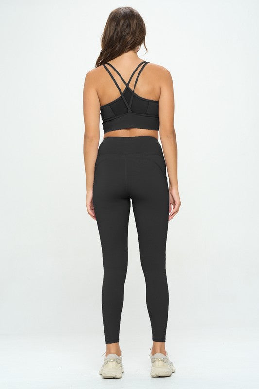 Mesh Bra Top and Leggings Activewear Set