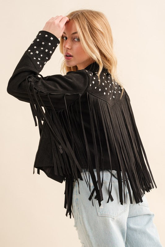 Studded Western Fringe Jacket