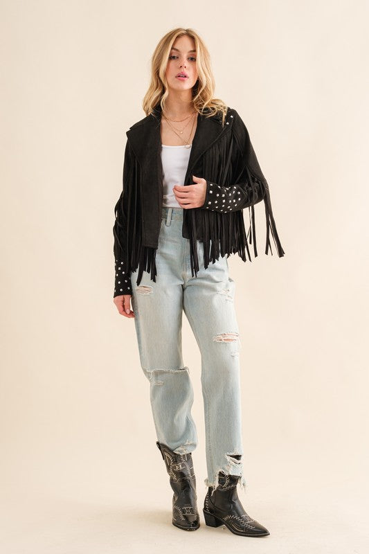 Studded Western Fringe Jacket