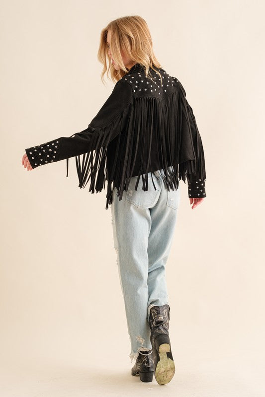 Studded Western Fringe Jacket