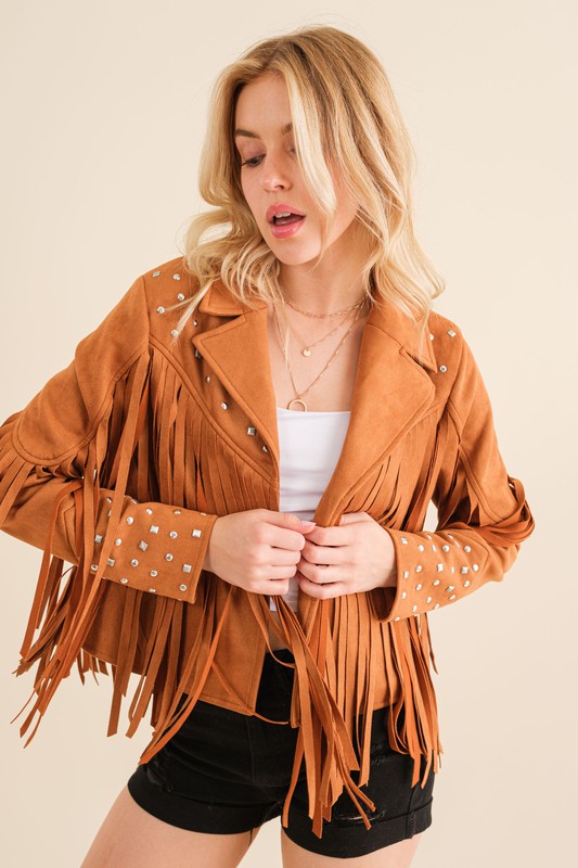 Studded Western Fringe Jacket