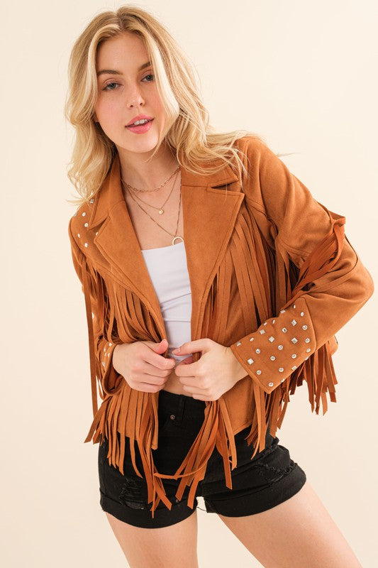 Studded Western Fringe Jacket