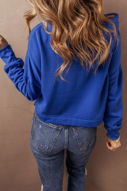 Drawstring Cropped Hoodie