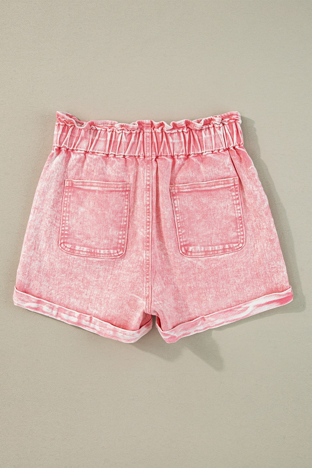 Pink Paperbag Denim Shorts