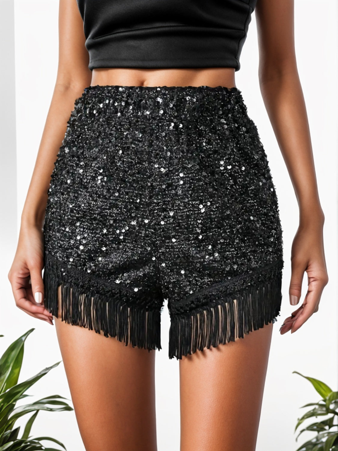 Fringe Sequin Shorts