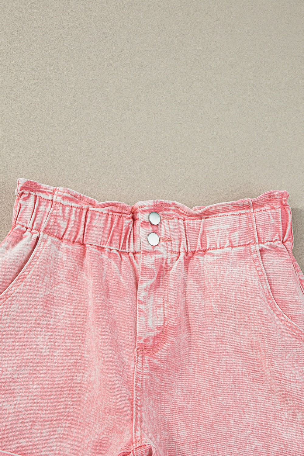 Pink Paperbag Denim Shorts