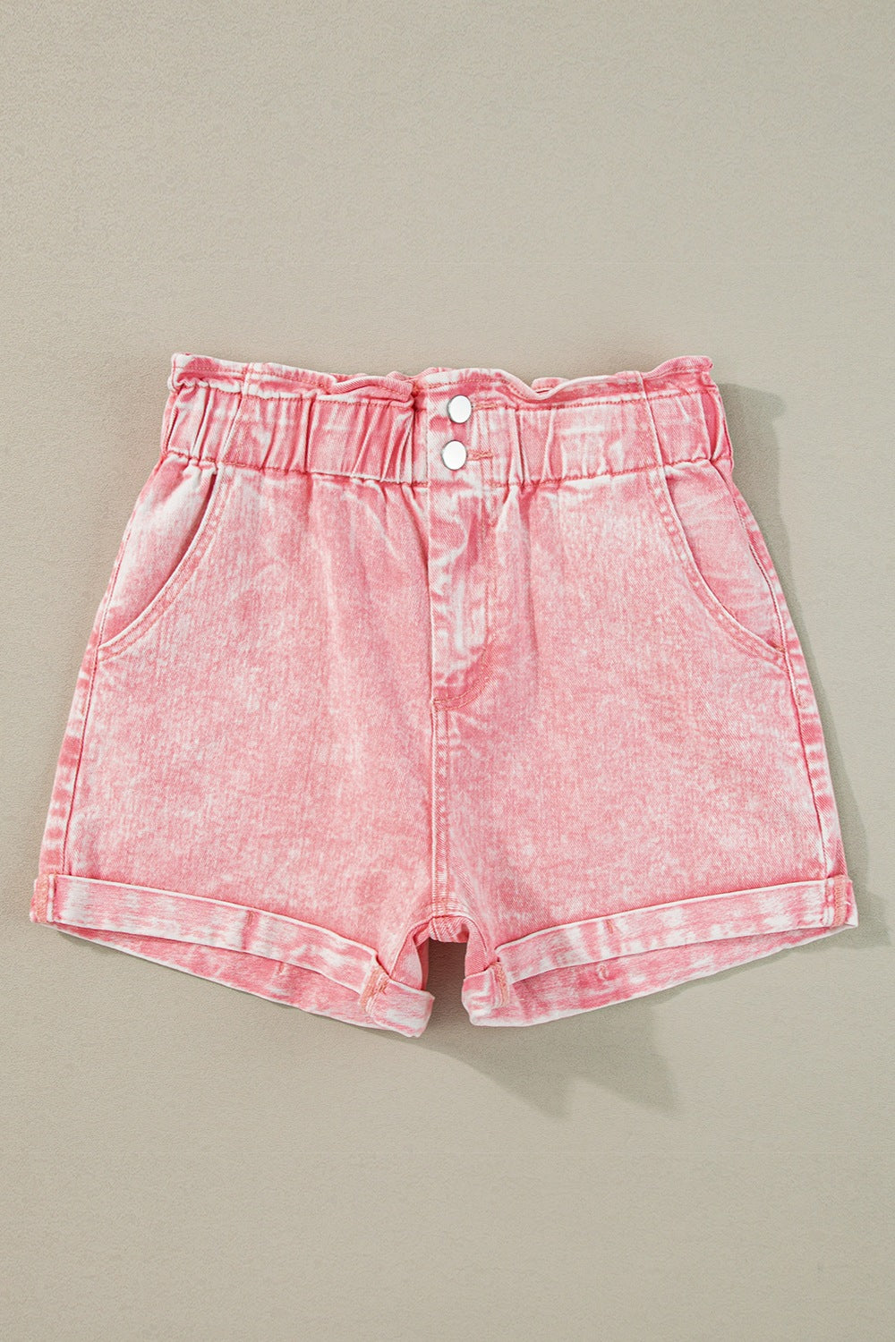 Pink Paperbag Denim Shorts