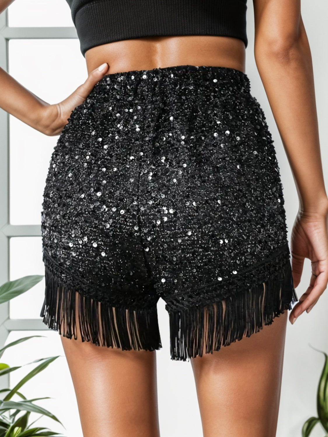 Fringe Sequin Shorts