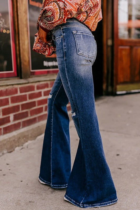 Blue Sky High Waist Flares