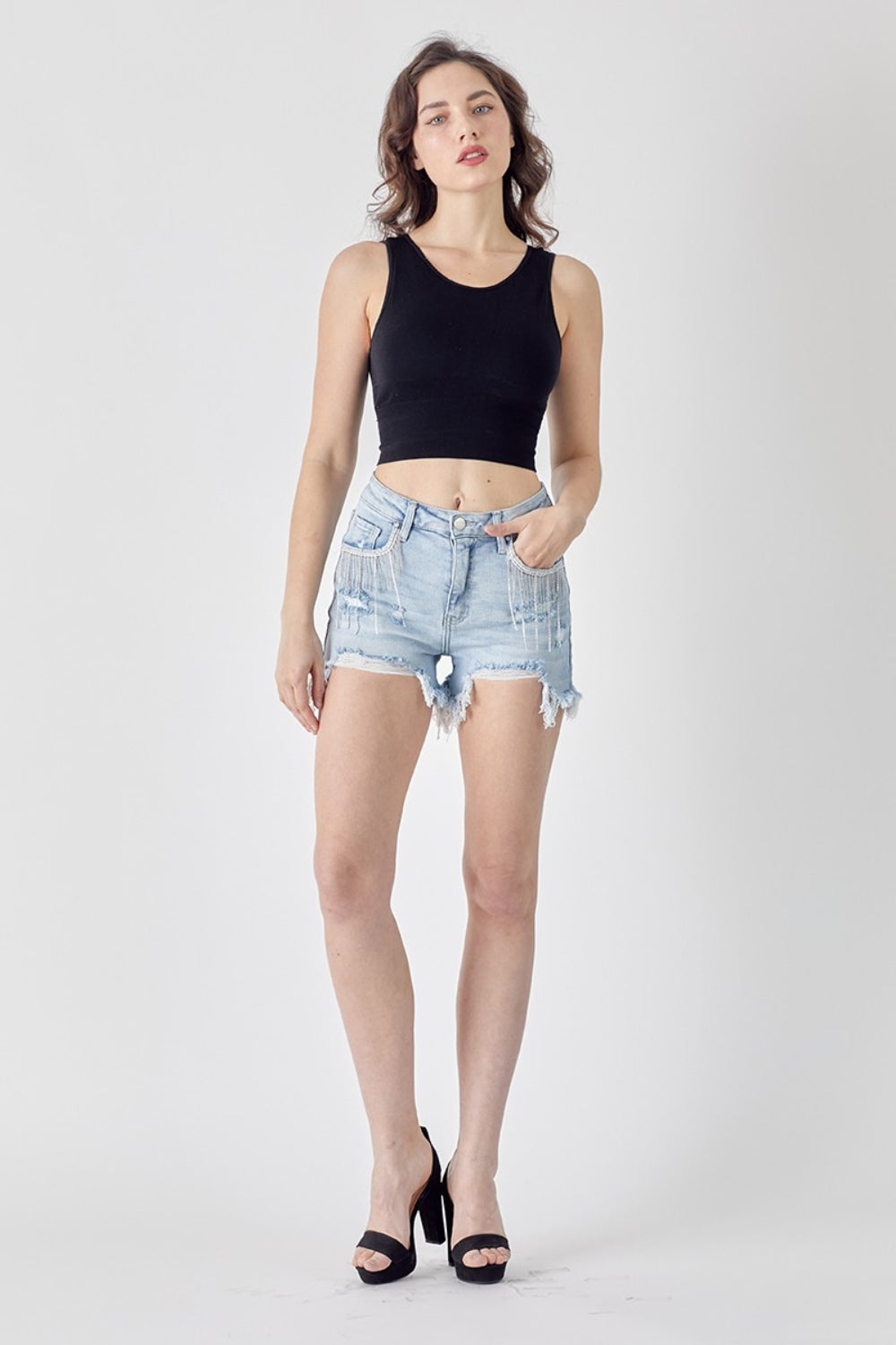 Fringe Pocket Denim Short