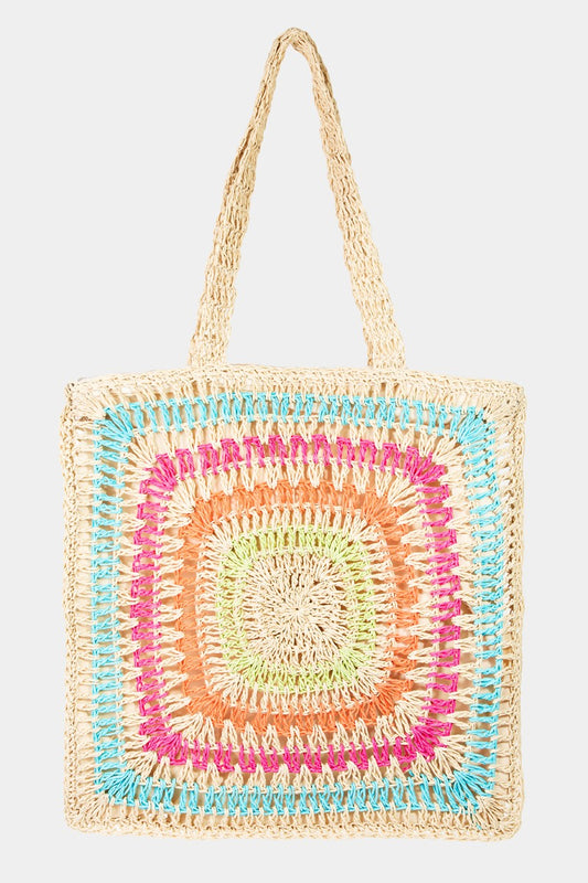 Crochet Rainbow Tote Bag