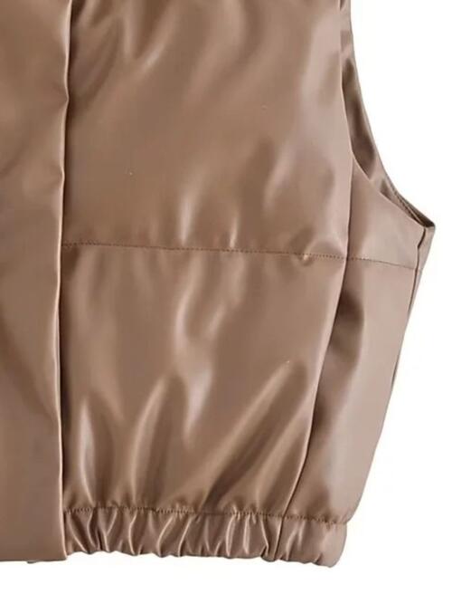 Faux Leather Zip Up  Vest