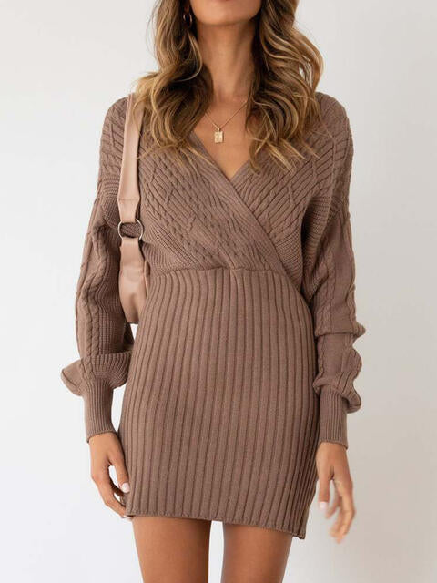 Sweetheart Long Sleeve Sweater Dress