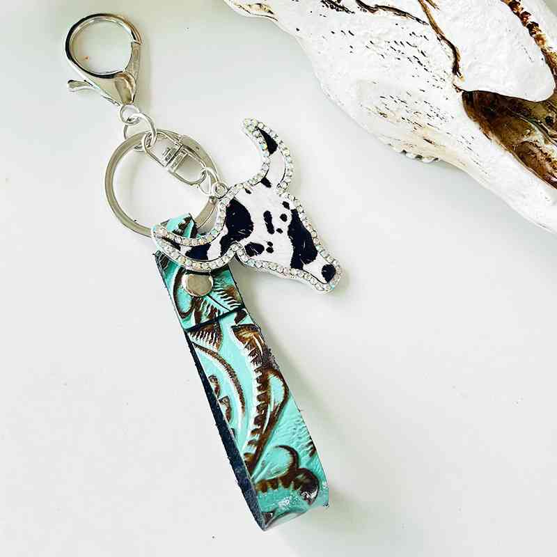 Rhinestone Cow Keychain