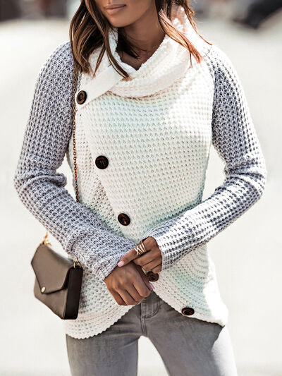 Asymmetrical Button Sweater