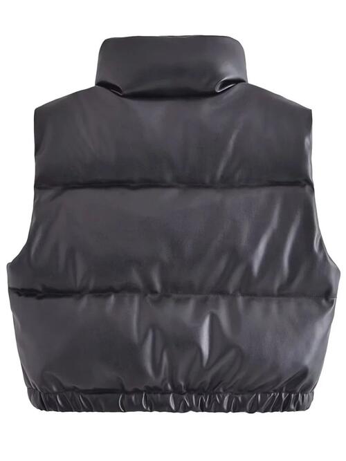 Faux Leather Zip Up  Vest