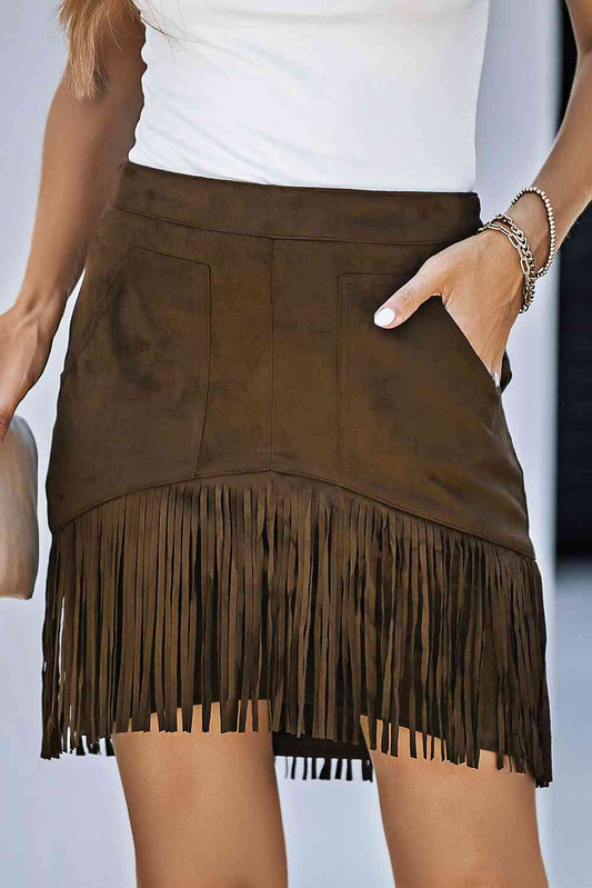 Fringe Skirt with Pockets