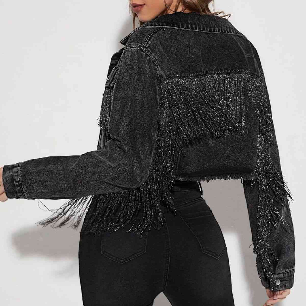 Fringe Cropped Denim Jacket