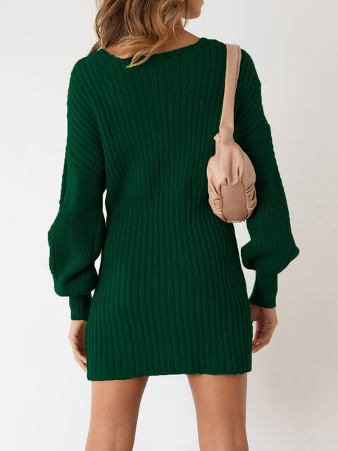 Sweetheart Long Sleeve Sweater Dress