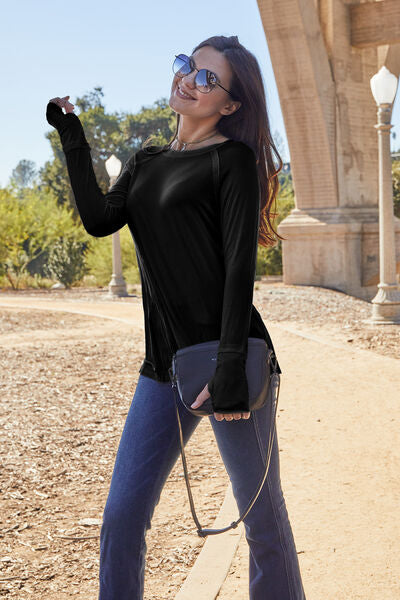 Basic Round Neck Long Sleeve T-Shirt