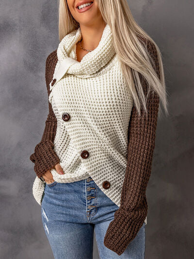 Asymmetrical Button Sweater