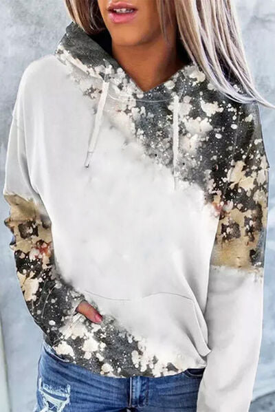 Bleached Drawstring Kangaroo Pocket Hoodie