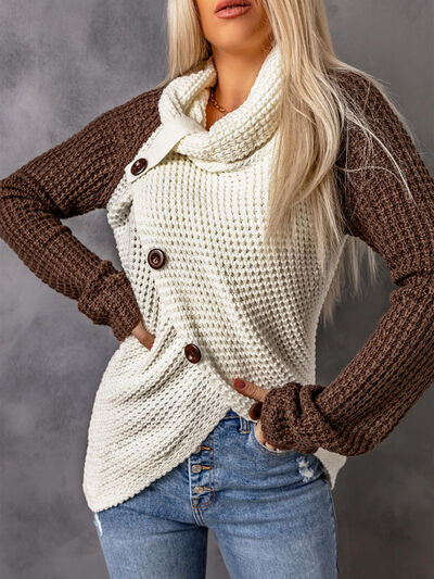 Asymmetrical Button Sweater