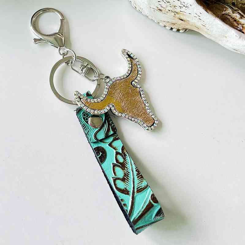 Rhinestone Cow Keychain