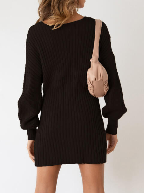 Sweetheart Long Sleeve Sweater Dress