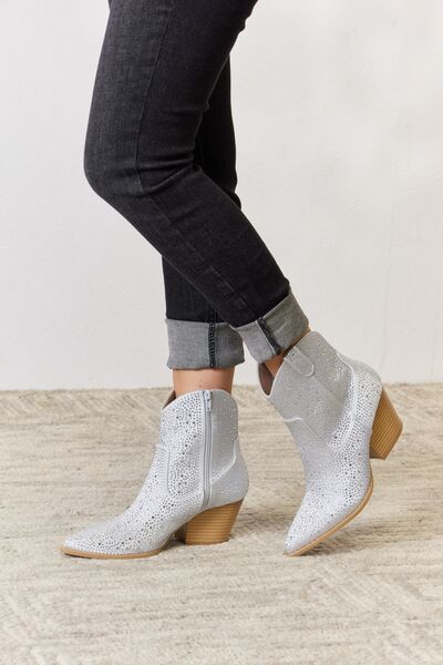 Silver Rhinestone Cowboy Boots