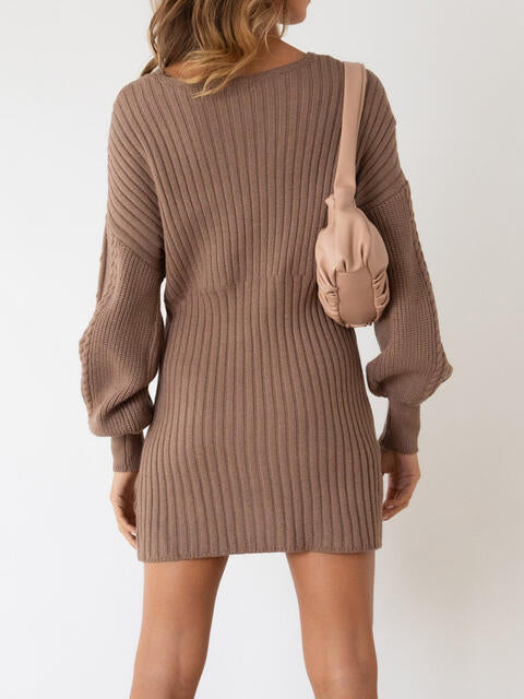 Sweetheart Long Sleeve Sweater Dress