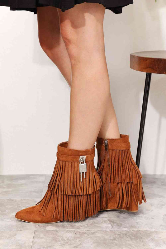 Tassel Wedge Heel Booties