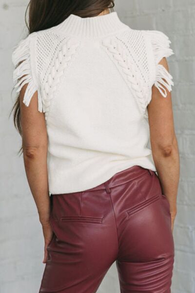 Frayed & Laced Sleeveless Sweater