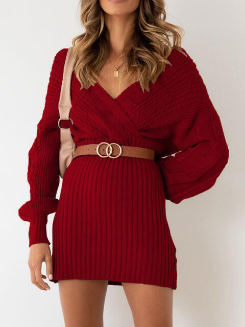 Sweetheart Long Sleeve Sweater Dress