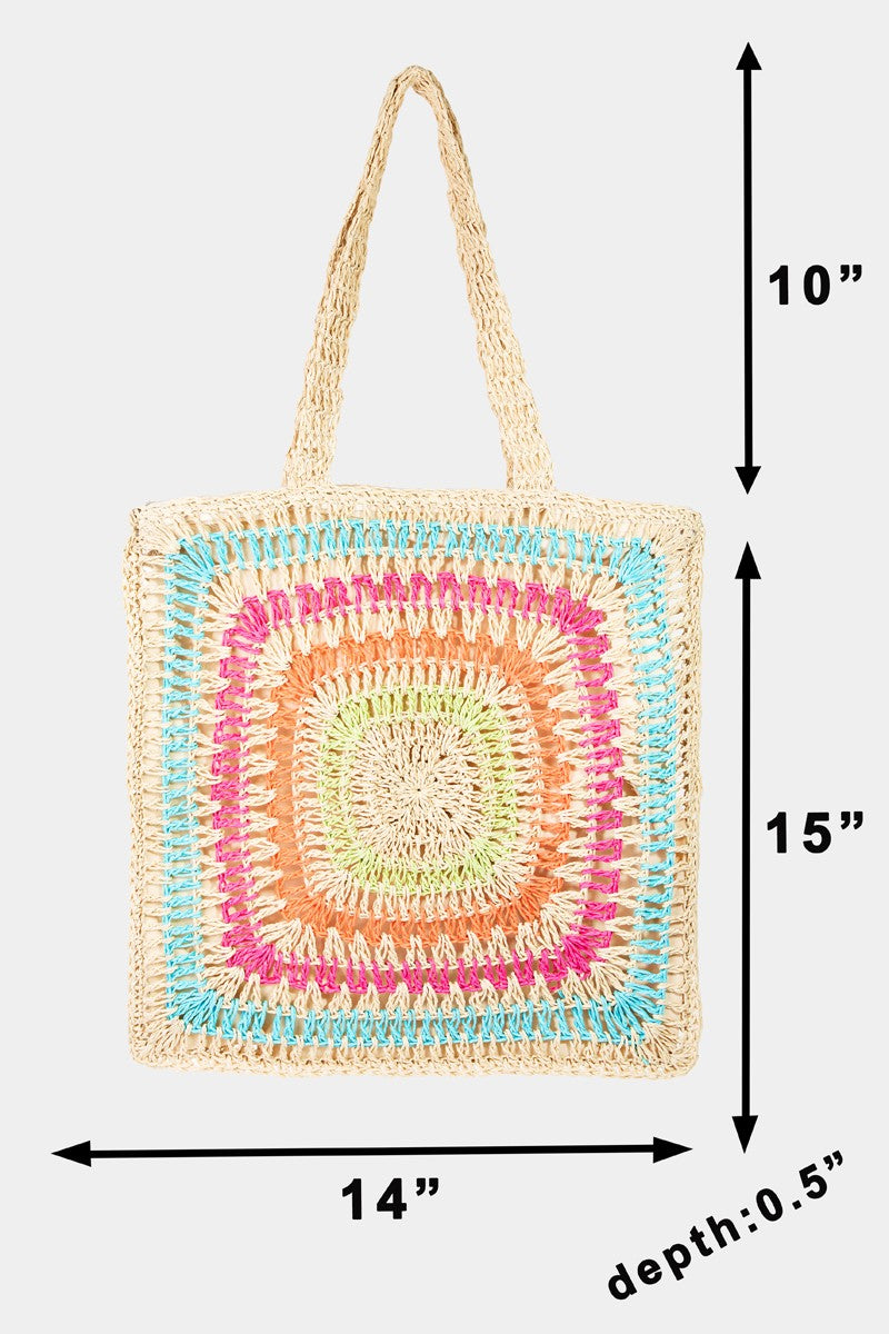 Crochet Rainbow Tote Bag