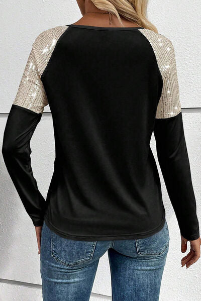 Sequin Long Sleeve T-Shirt