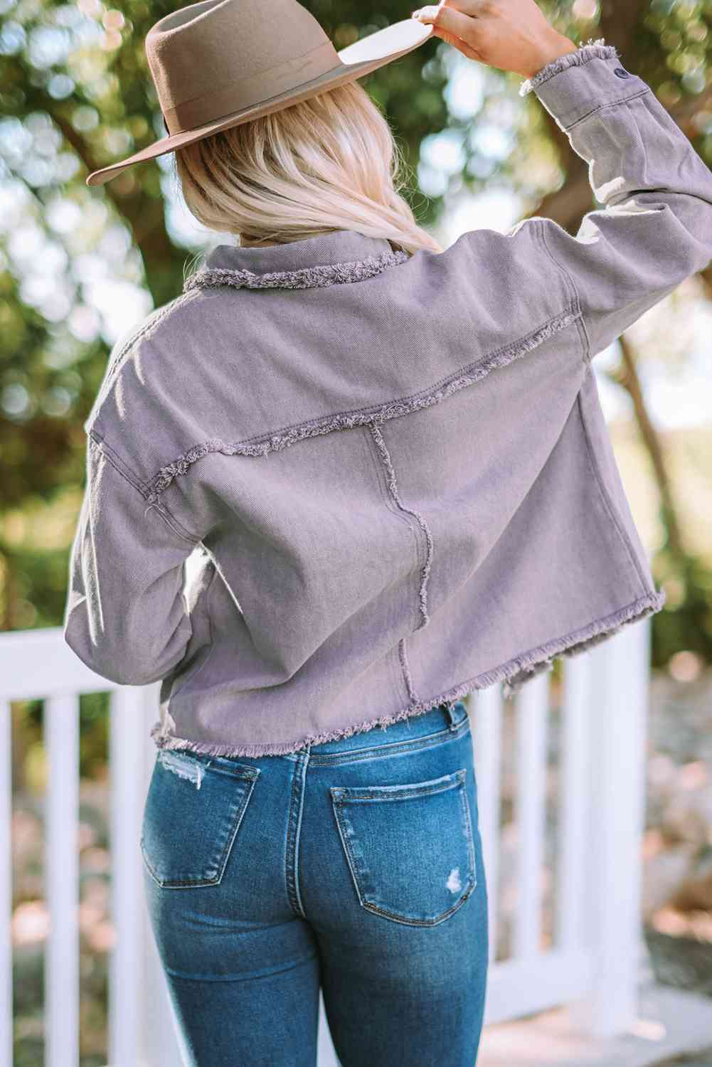 Frayed Trim Denim Jacket