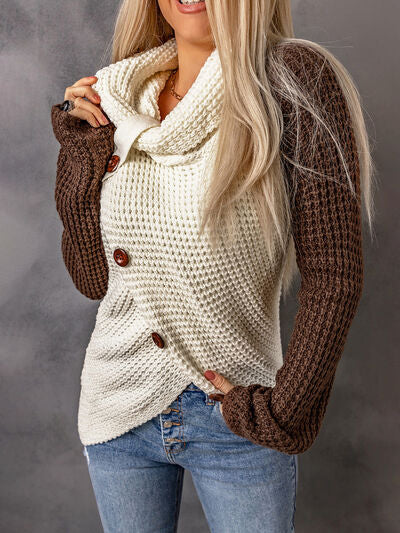 Asymmetrical Button Sweater