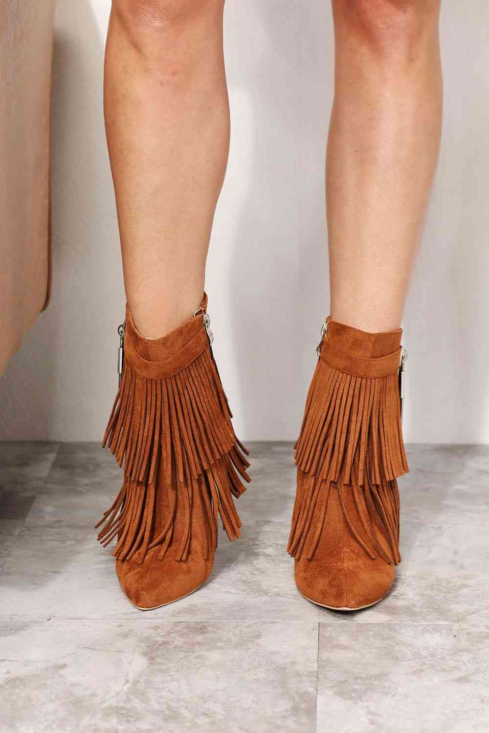 Tassel Wedge Heel Booties