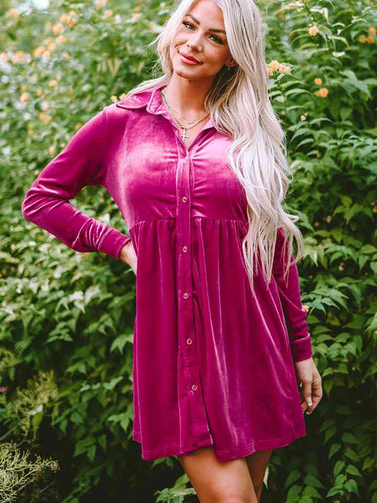 Velvet Shirt Dress