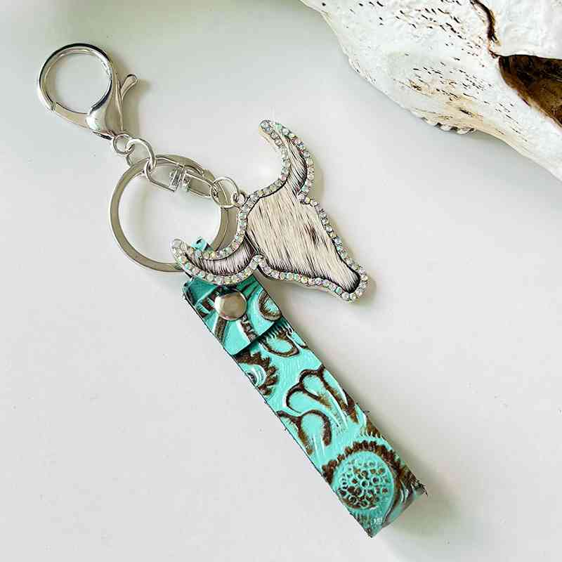 Rhinestone Cow Keychain