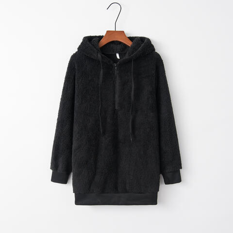 Quarter-Zip Drawstring Hoodie