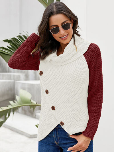 Asymmetrical Button Sweater