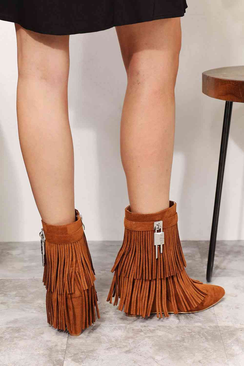 Tassel Wedge Heel Booties